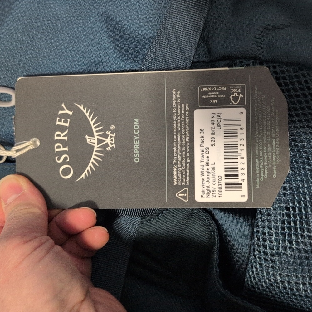 Osprey Fairview Wheeled Travel Pack 36 Night Jungle Blue Women's/ Unisex - Picture 6 of 11